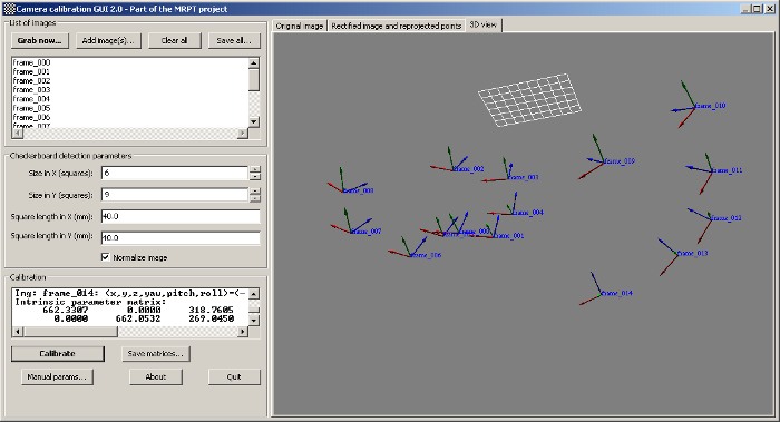 The final 3D reconstruction of the camera locations around the checkerboard